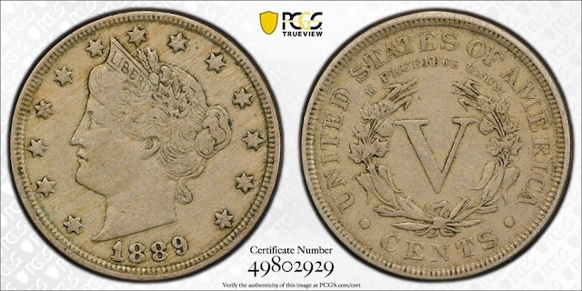 Side-by-side comparison of normal 1889 Liberty nickel date versus RPD FS-301 repunched date variety